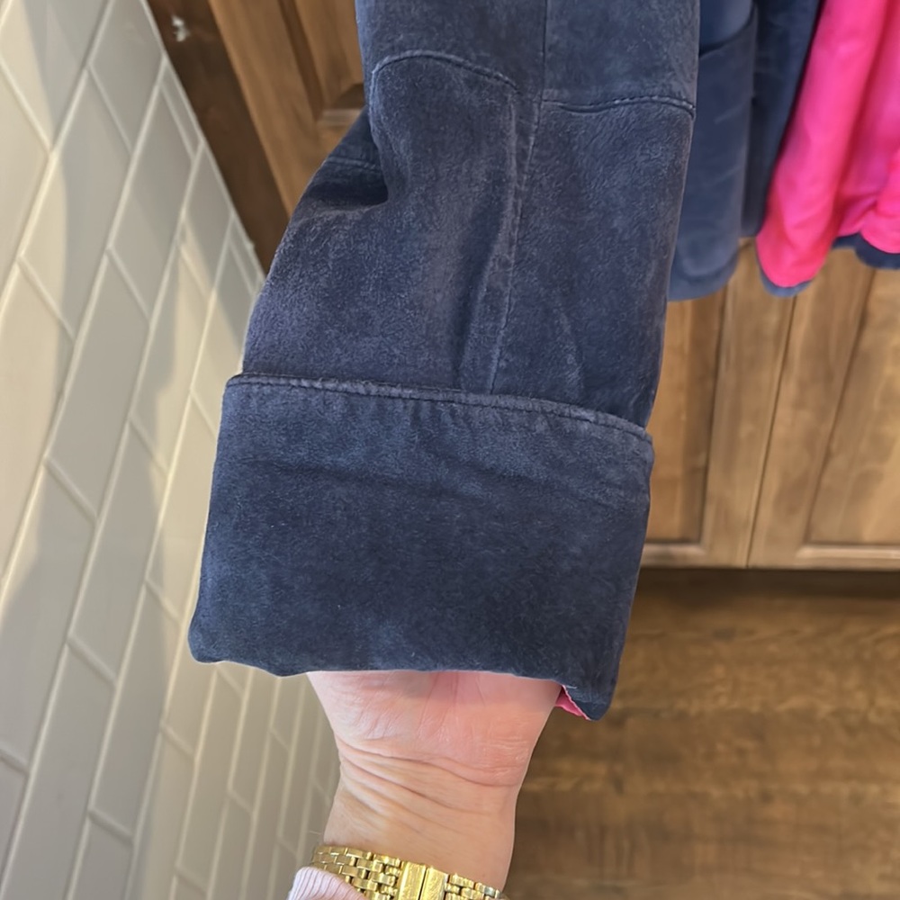 Shanghai Tang Size small women’s leather navy beautiful!!! Coat - Picture 4 of 16